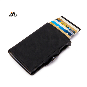 Estuche para tarjetas emergentes con botón superior Bloqueo RFID Cartera emergente minimalista Estuche para tarjetas de crédito de metal de aluminio con compartimento para billetes - Product Image 1