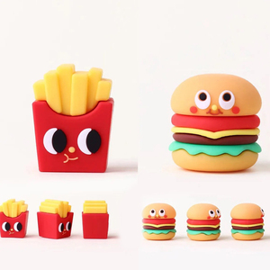 Bán Buôn Tùy Chỉnh Trường Trẻ Em Phim Hoạt Hình PVC 3D Thực Phẩm Burger Khoai Tây Chiên Hình Dạng Bút Chì Mài Cho Trẻ Em - Product Image 3
