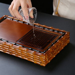 Bamboo <b>Tea</b> <b>Tray</b> Rectangle Lacquered Easy To Clean Standing Type Water Storage <b>Tea</b> Sea Draining <b>Tray</b> - Product Image 3