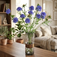 Bunga Scabiosa Sutra Buatan Daun Sempit Biru untuk Dekorasi Ruang Tamu & Pengaturan Lorong Pernikahan