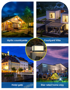 ไฟสนามพลังงานแสงอาทิตย์กลางแจ้งกันน้ำใช้พลังงานแสงอาทิตย์ติดผนังประตูสี่เหลี่ยมไฟด้านนอกเป็นเสาไฟ LED - Product Image 3