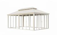 Pintu PC Aluminium Prefabrikasi Modern Mewah Rumah Kustom Ruang Berjemur Gazebo Atap Solid Luar Ruangan 3.65x6M