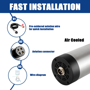มอเตอร์แกนหมุน CNC ระบายความร้อนด้วยอากาศ รุ่นอัพเกรด 3KW ER20 100 มม. 220V/380V ความเร็วสูงสุด 24000 รอบต่อนาที สำหรับงานแกะสลักด้วยเครื่อง CNC รุ่นใหม่ ลดราคาพิเศษ - Product Image 3