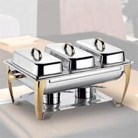 Restaurant de haute qualité en acier inoxydable chauffe-plats rectangulaire élégant luxe Buffet ensemble de chauffe-plats
