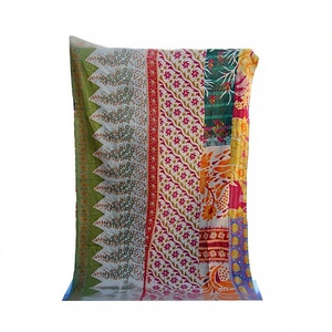 Indian Handmade Vintage Stitched Sari <b>Silk</b> Kantha Quilt Bedspread Bed <b>Sheet</b> Queen Size 500TC Eco-friendly Home Hot Selling Most - Product Image 4