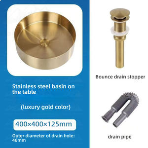 Ensemble de lavabo de salle de bain Wayon Luxury en or brossé, évier rond et robinet en acier inoxydable - Product Image 5