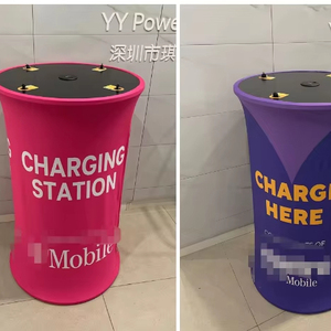 Tavolo di ricarica pieghevole in tessuto personalizzato Y2Power REX, stazione di ricarica wireless portatile adatta per fiere ed eventi - Product Image 1