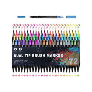 Ensemble de 72 à 100 marqueurs d'art à double pointe à base d'eau, pinceaux et feutres fins pour la calligraphie, le dessin, le croquis et la coloration - Product Image 1