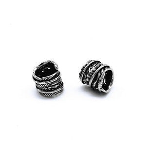 Perles d'espacement en forme de plume en acier inoxydable yunnique, 10,0 mm, pour la fabrication de bracelets, perles métalliques rétro - Product Image 1