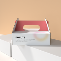 Conception de logo personnalisé Boîte d'emballage de beignets Boîte en carton de papier avec poignée pour la boulangerie Biscuits Gâteau Donuts