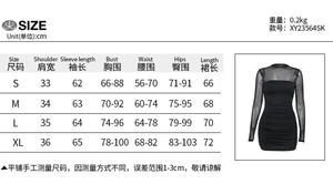 2024 GIMILY Oem personalizado Halbhoher Ausschnitt malla Patchwork Lang Armelig Sexy Mikro Transparentes Kleid Herbst nuevo Mini vestido - Product Image 6