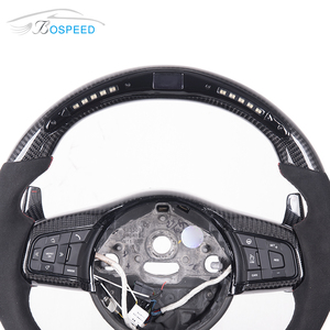 Volant en fibre de carbone LED pour <span class=keywords><strong>Jaguar</strong></span> F-Pace F-<span class=keywords><strong>Type</strong></span> I-PACE XE XF XJ Volant de voiture en cuir perforé en daim - Product Image 3