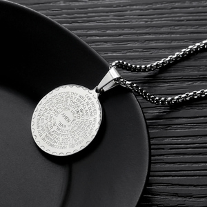 BINSHUO collares de oración de acero inoxidable joyería religiosa moneda verso de la <span class=keywords><strong>Biblia</strong></span> letra oración del Señor mano colgante collar para hombres - Product Image 5