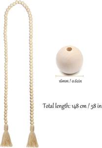 Guirlande de <span class=keywords><strong>perles</strong></span> de prière bohème rustique, grand décor mural suspendu, guirlande de <span class=keywords><strong>perles</strong></span> <span class=keywords><strong>en</strong></span> <span class=keywords><strong>bois</strong></span> avec glands - Product Image 2