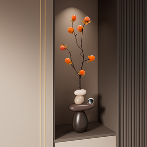 Jarrón de Cerámica con Diseño de Ramas de Caqui Falsas, Estilo Moderno, para Decoración de Entrada, Sala de Estar o Nicho - Product Image 1