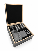 Ensemble de carafe à whisky haut de gamme avec 2 verres, 6 pierres à whisky, sous-verre en ardoise et coffret cadeau en bois, logo personnalisé, cadeaux de barware pour hommes