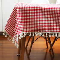 Nappe rectangulaire en coton et lin de qualité supérieure pour banquet de mariage, avec imprimé à carreaux américains, résistante à l'usure et anti-poussière pour la cuisine