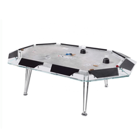 Table de poker de casino moderne professionnelle pour 10 personnes - Table de jeu de luxe en verre trempé avec base en acier inoxydable pour le divertissement
