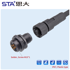 Waterproof M12 Panel Mount Connectors Plastic PCB 2 <strong>3</strong> <strong>4</strong> 6 <strong>8</strong> 12 17 Poles Solder Front Back Mount Male Female M12 <strong>Socket</strong> - Product Image 3