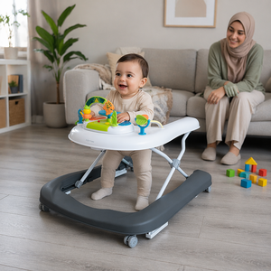 Marche-bébé pliable portable à bascule avec 2 roues en PU4.3, lumières musicales, 9 hauteurs réglables, capacité de charge de 15 kg, EN Âge 6 ans - Product Image 6