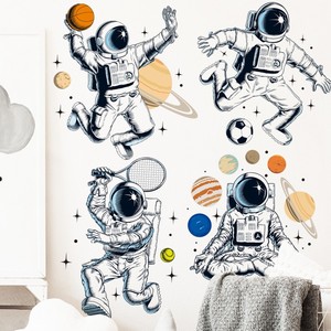 Papier peint mural PVC écologique et imperméable pour <span class=keywords><strong>chambre</strong></span> de garçon, décoration murale créative DIY, thème espace, planètes et astronautes - Product Image 5