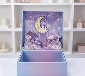 Dreamy gradient purple blue rigid lid and base gift box made of high quality cardboard with precision die cutting mounting - Product Image 1
