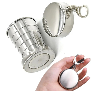 Gobelet pliable en acier inoxydable, gobelet à eau portable, gobelets télescopiques rétractables pour les voyages en plein air avec porte-clés - Product Image 5