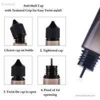 Flacon compte-gouttes en plastique PET de 15 ml certifié FDA TPD ISO 8317 avec bouchon sécurité enfant et embout ultra fin