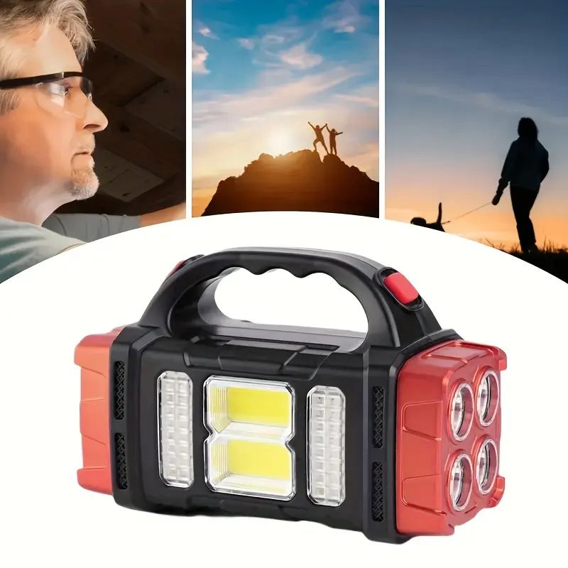 Linterna recargable portátil brillante con luz solar Led multifuncional para acampar para senderismo al aire libre