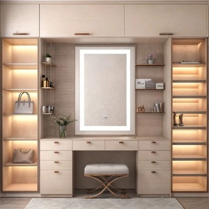 <span class=keywords><strong>Table</strong></span> de maquillage et de coiffure moderne de luxe en bois noir avec miroir éclairé pour chambre et hôtel (vente en gros) - Product Image 1