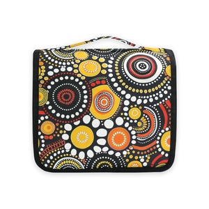 Hippie Australia Indigenous Aboriginal Art Cosmetic Make up Bag Dopp Kit Hook Hanging Travel Toiletry Bag for Women and Men - Product Image 1