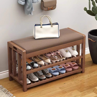 Sepatu bangku hak tinggi berlapis kain bambu 3-Tier Modern sandal Sneakers rak penyimpanan jalan masuk