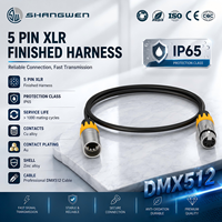 Câble DMX512 professionnel IP65 extérieur 5 broches XLR mâle vers femelle avec harnais fini, contacts en alliage de cuivre plaqués or