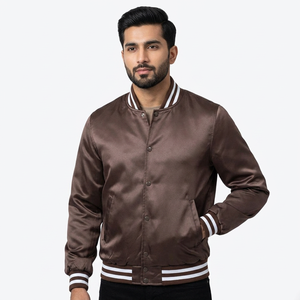 Blouson Bomber Varsity de Haute Qualité en Soie Satinée pour Homme, Style Patchwork Camouflage, Tendance Urbaine, Personnalisable, Vente en Gros ODM Hiver - Product Image 1