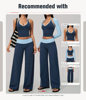 Débardeur de sport pour femme OEM/ODM personnalisé, col en V contrastant, dos nu, coupe ajustée, très extensible, avec soutien-gorge intégré pour le yoga et l'entraînement