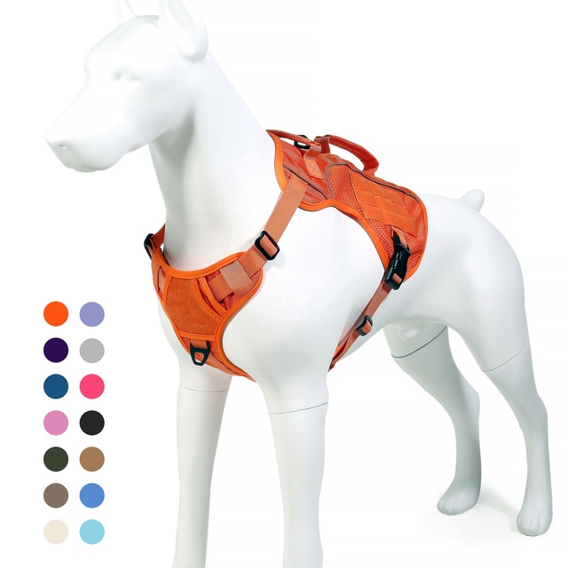 No Pull Tactical Service Pet Chest Harness Adjustable Reflective Nylon Walking Training Dog Harness with Molle Control Handle