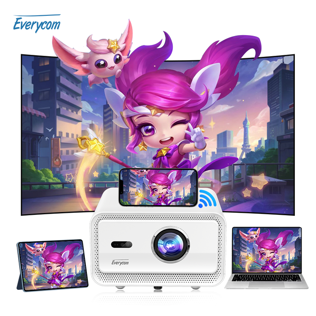 1500 ANSI FULL HD Video Projector 4K Everycom Cubelite MINI 1080P Wifi Android Video Game Projector Remote Control Projectors