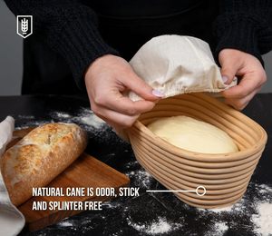 Panier <span class=keywords><strong>de</strong></span> levage en rotin avec doublure, fait main, pour pain au levain, panier à pain en osier - Product Image 5