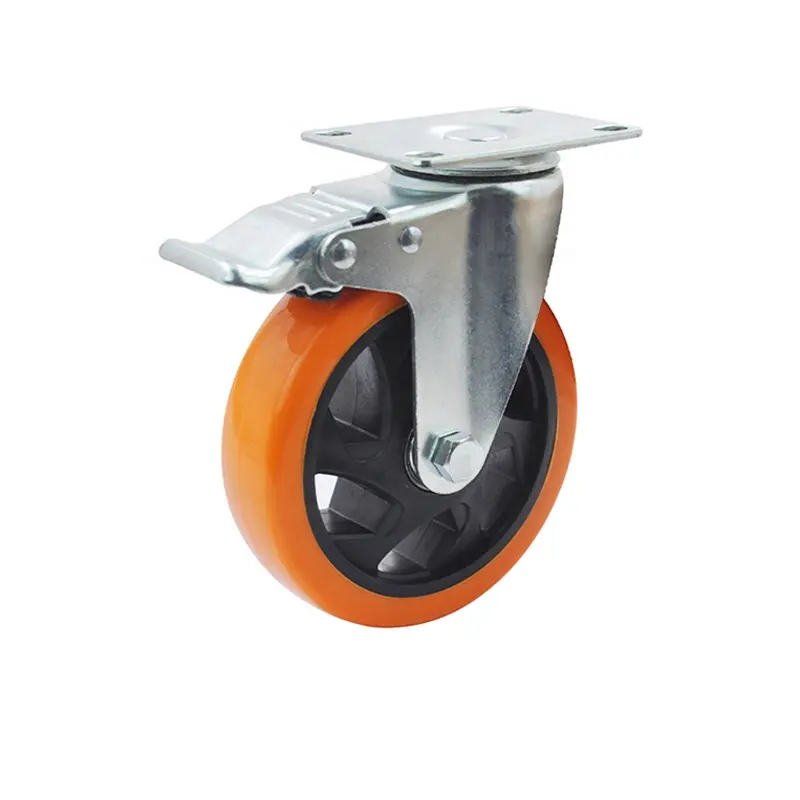 3/4/5/6 pollici 75mm 100 mm carrello industriale ruote per impieghi medi ruote girevoli in PVC arancione ruote girevoli per carrelli