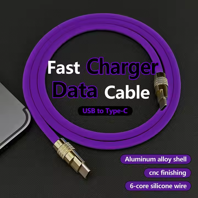 100W Super Fast Charging Cable Zinc Alloy Liquid Silicone Type-C to Type-C Fast Charging Cable for Iphone macbook Android