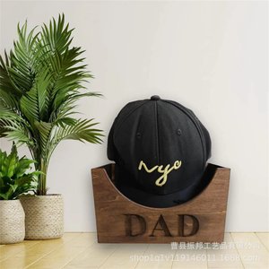 Wooden <b>Hat</b> Rack Baseball Style Solid Wood Storage Stand For Home Living Room Bedroom DAD Engraved Design - Product Image 1