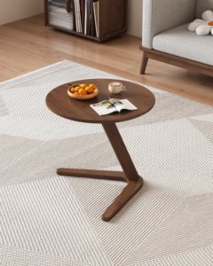 High Quality Solid Wood <b>Round</b> <b>Side</b> <b>Table</b>, Modern Z-Shaped End <b>Table</b> for Living Room Bedroom - Product Image 2