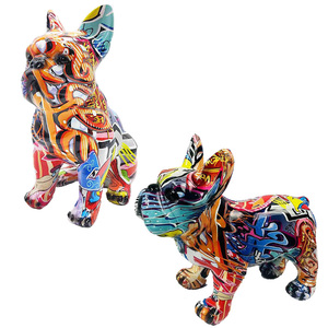 Creativo colorato inghilterra Bulldog figurine Modern Graffiti Art decorazioni per la casa resina bulldog francese scultura ornamento - Product Image 2