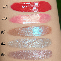 Gloss à lèvres 5 couleurs à marque privée, logo personnalisé, 15 ml, acide hyaluronique, céramide, avec applicateur massant, hydratant, maquillage