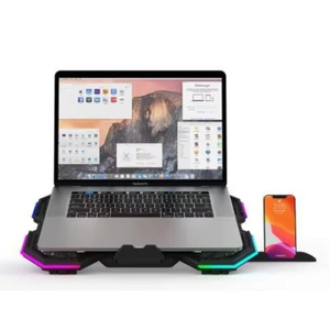 Base <span class=keywords><strong>de</strong></span> Refrigeración para Portátil RGB con 6 Ventiladores Silenciosos, 6 Alturas Ajustables, para Portátiles <span class=keywords><strong>de</strong></span> 11 a 17 Pulgadas - Product Image 3