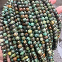 Perles rondes en turquoise africaine naturelle bleue de 8 mm, cristaux de guérison, perles en vrac pour la fabrication de bijoux, boucles d'oreilles, colliers, artisanat DIY
