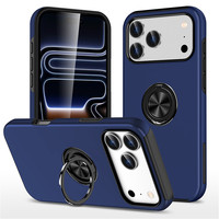 360 °   Draaibare iPhone 17 plastic hoesje blauwe case voor iPhone 17 Pro Max hoesje met verborgen standaard voor iPhone 17 Air telefoonhoesje