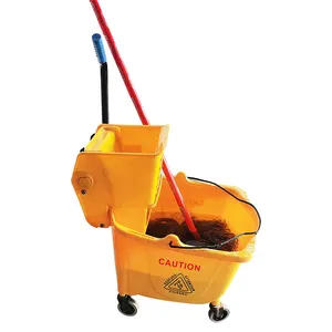 35 Quart Amarelo Basics Side Press Wringer Combo Balde Mop Comercial sobre Rodas