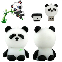 Flash Drive USB 3.0 PVC Bentuk Panda Kartun, Hadiah Promosi Baru, Logo Kustom, USB Pen Drive