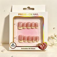 En gros Faux ongles à presser en ABS, forme cercueil, blanc crème, rose nude, effet œil de chat, réutilisables, 30 pièces, application sur les doigts
